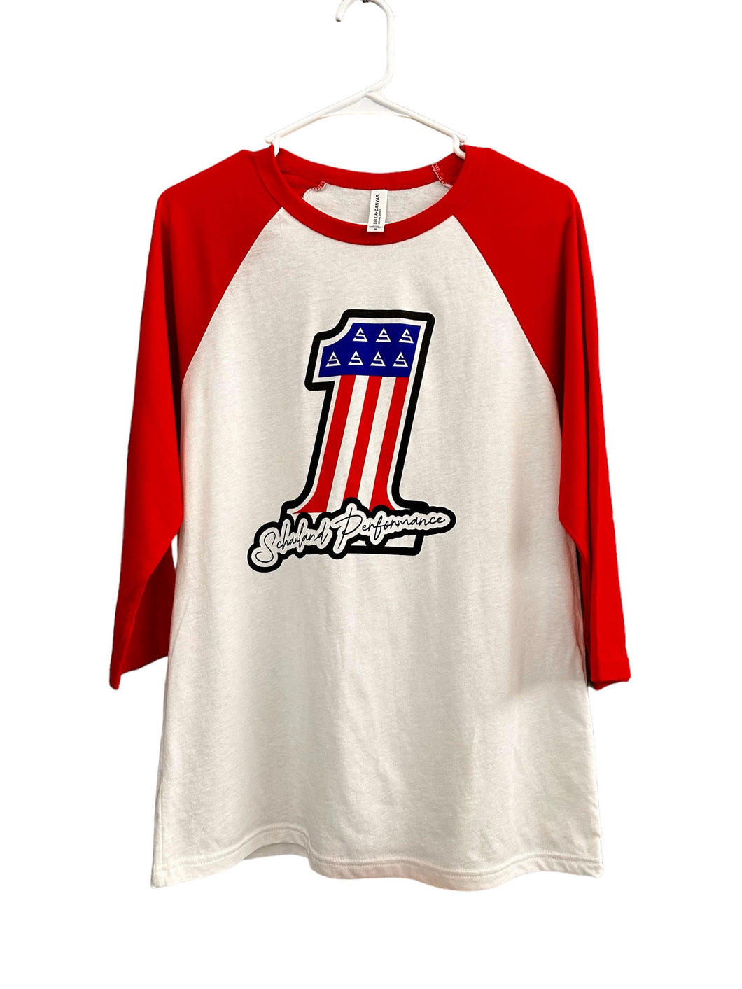 Schauland Performance America #1 Logo Baseball Tee (Red Sleeve)